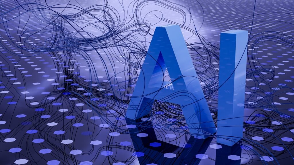 Glowing AI neural network