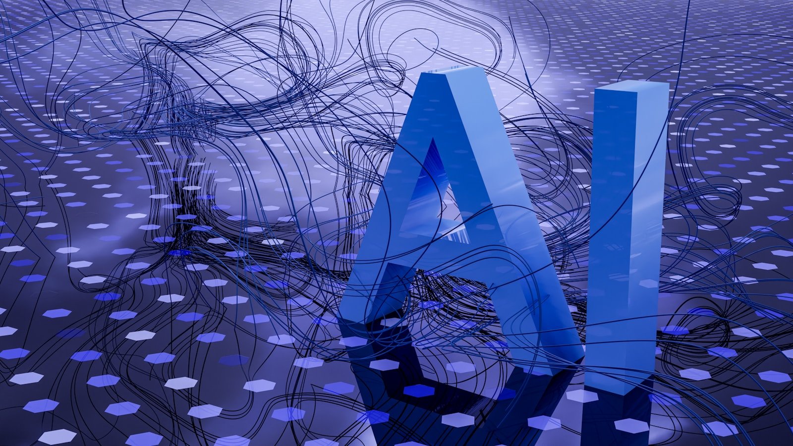 Glowing AI neural network