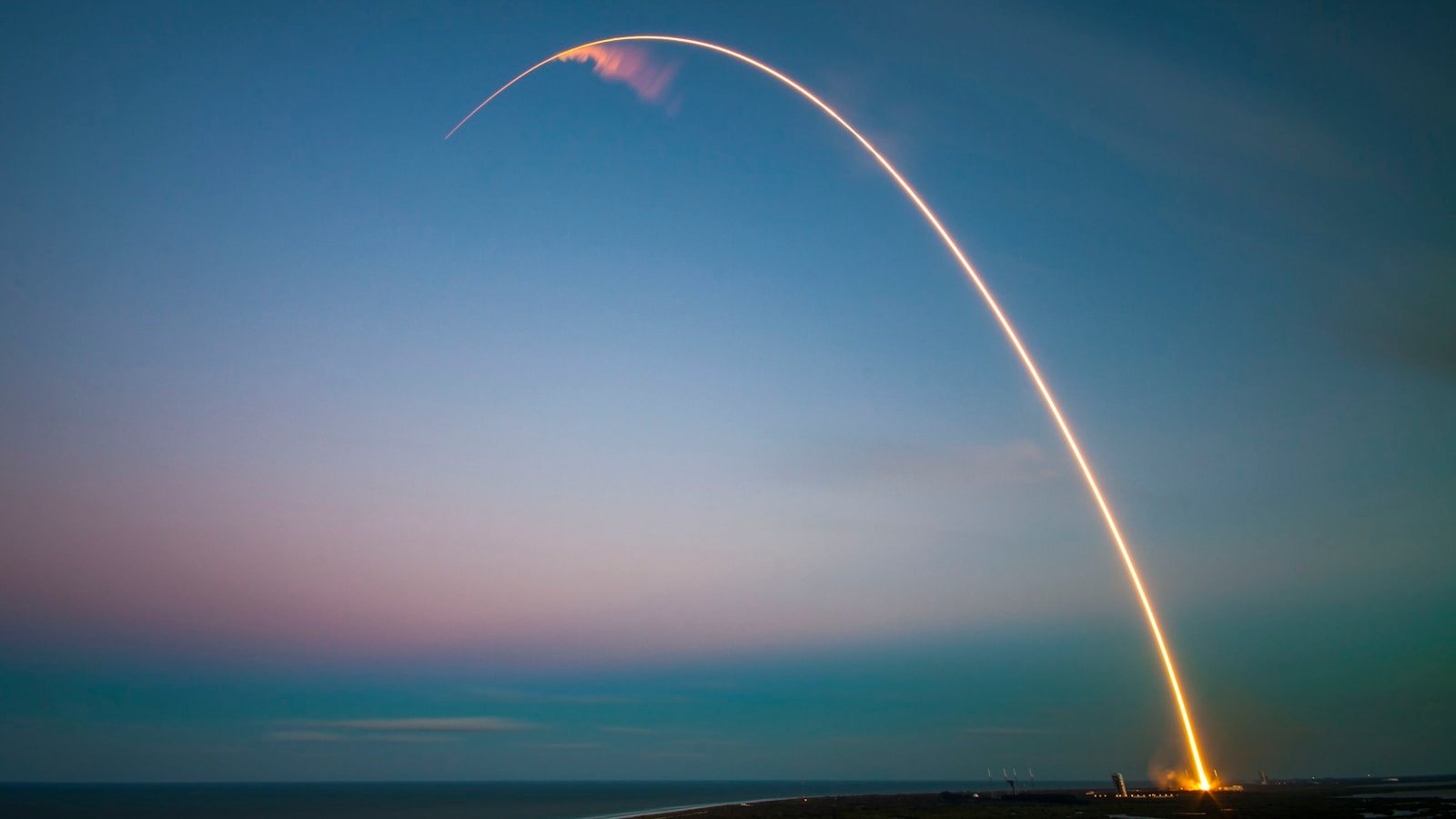 A rocket launching, representing the SpaceX public listing
