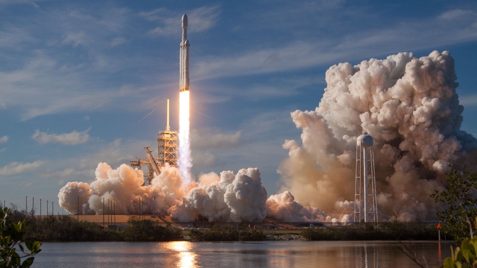 A rocket launching at night representing the SpaceX IPO