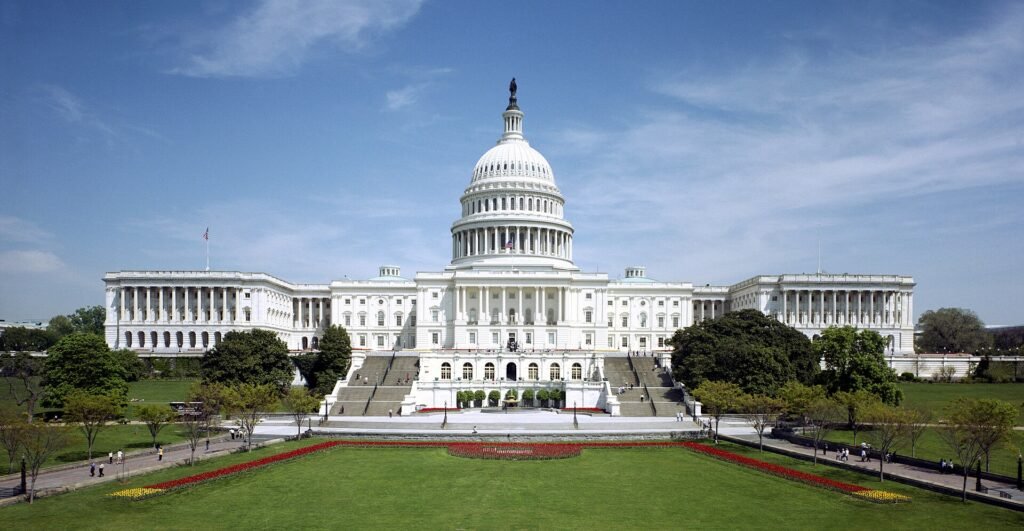The United States Capitol in Washington, focus of the midterm battle over Trump's approval