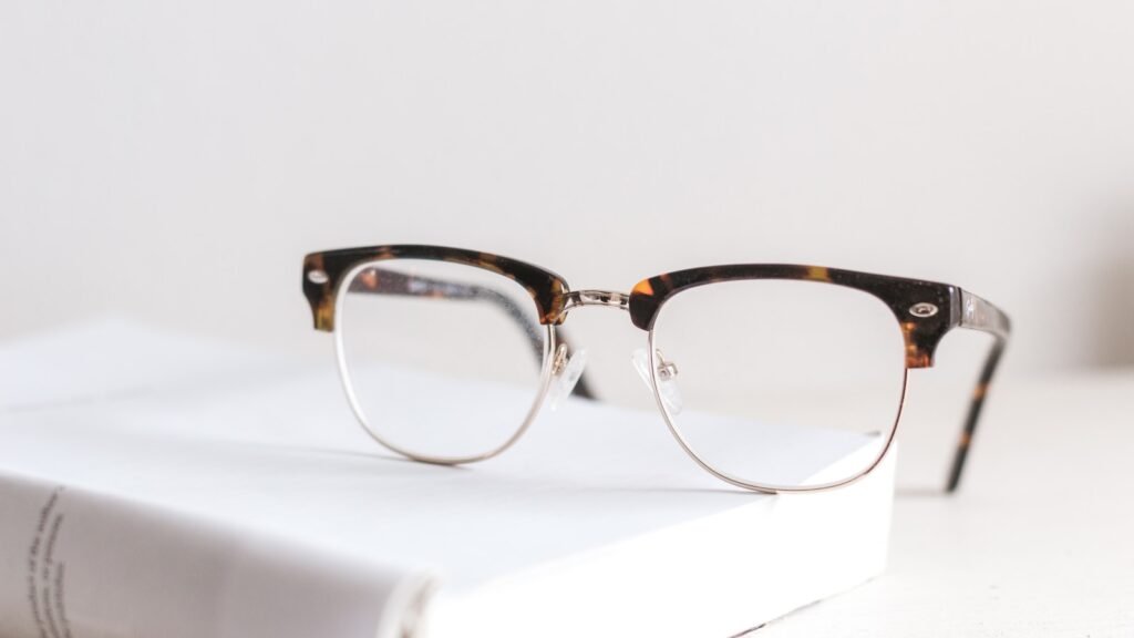 A pair of eyeglasses representing camera-free smart glasses